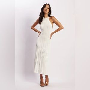 Meshki White Halter Midi Dress
